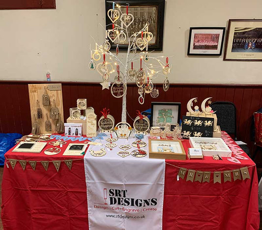 Photo showing the stand with our gifts on show at the Christmas Fayre.