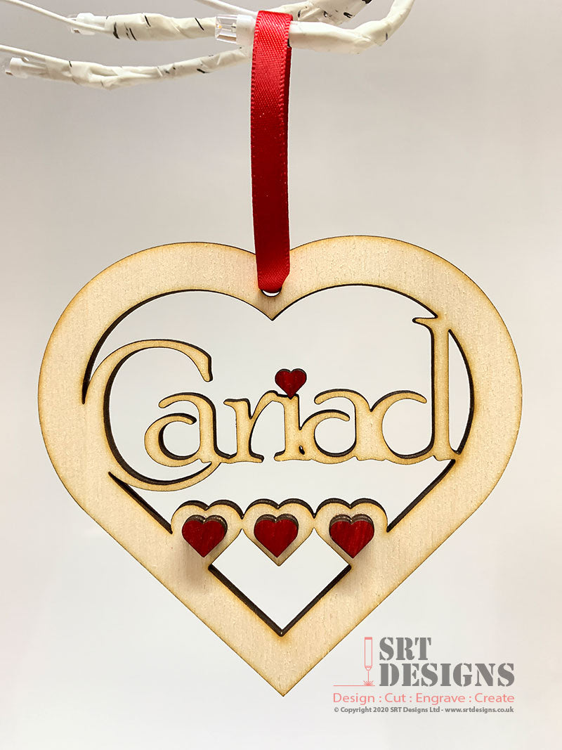 Cariad in Heart Hanging Gift